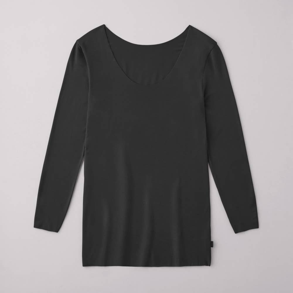 【保温カットオフ】ボートネックロングスリーブ BW1008A ブラック