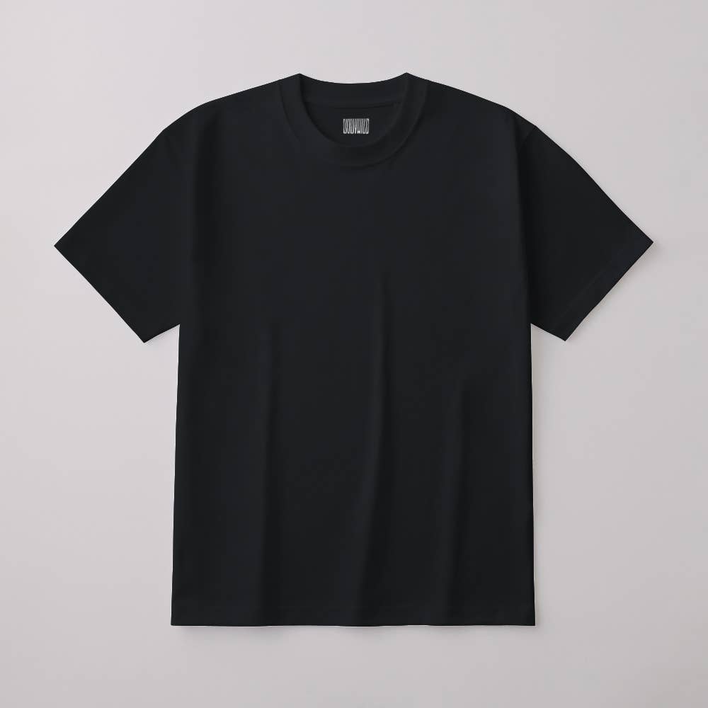 【綿100%】厚手天竺クルーネックTシャツ(丸首) BW4013A ブラック
