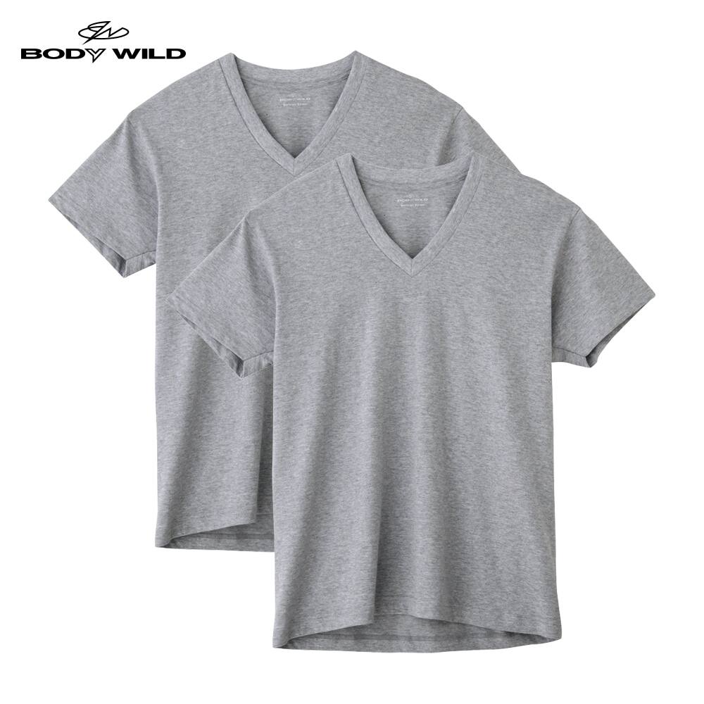 ＜GUNZE グンゼ＞ BODY WILD(ボディワイルド) クルーネックTシャツ(丸首)(メンズ) グレーモク M