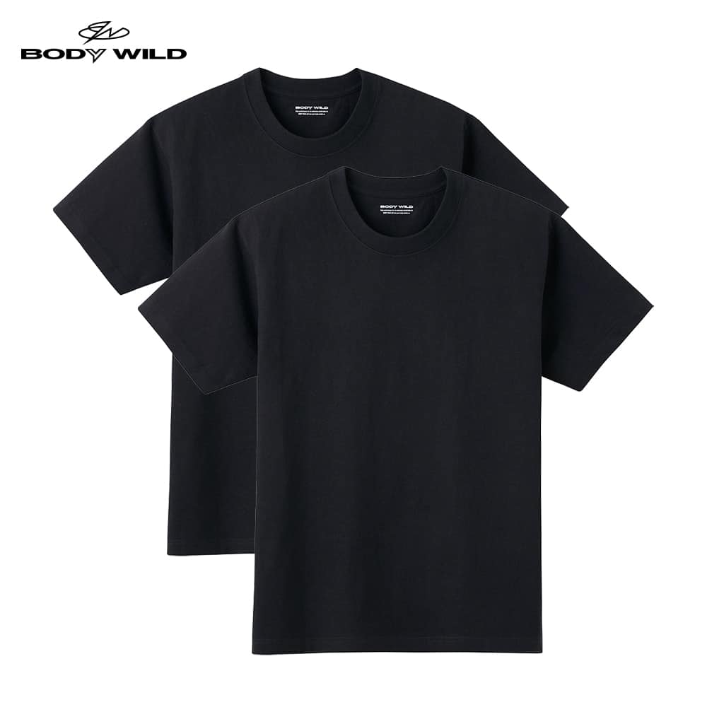 ＜GUNZE グンゼ＞ BODY WILD(ボディワイルド) ヘビーウェイトTシャツ2枚組（メンズ） ブラック L