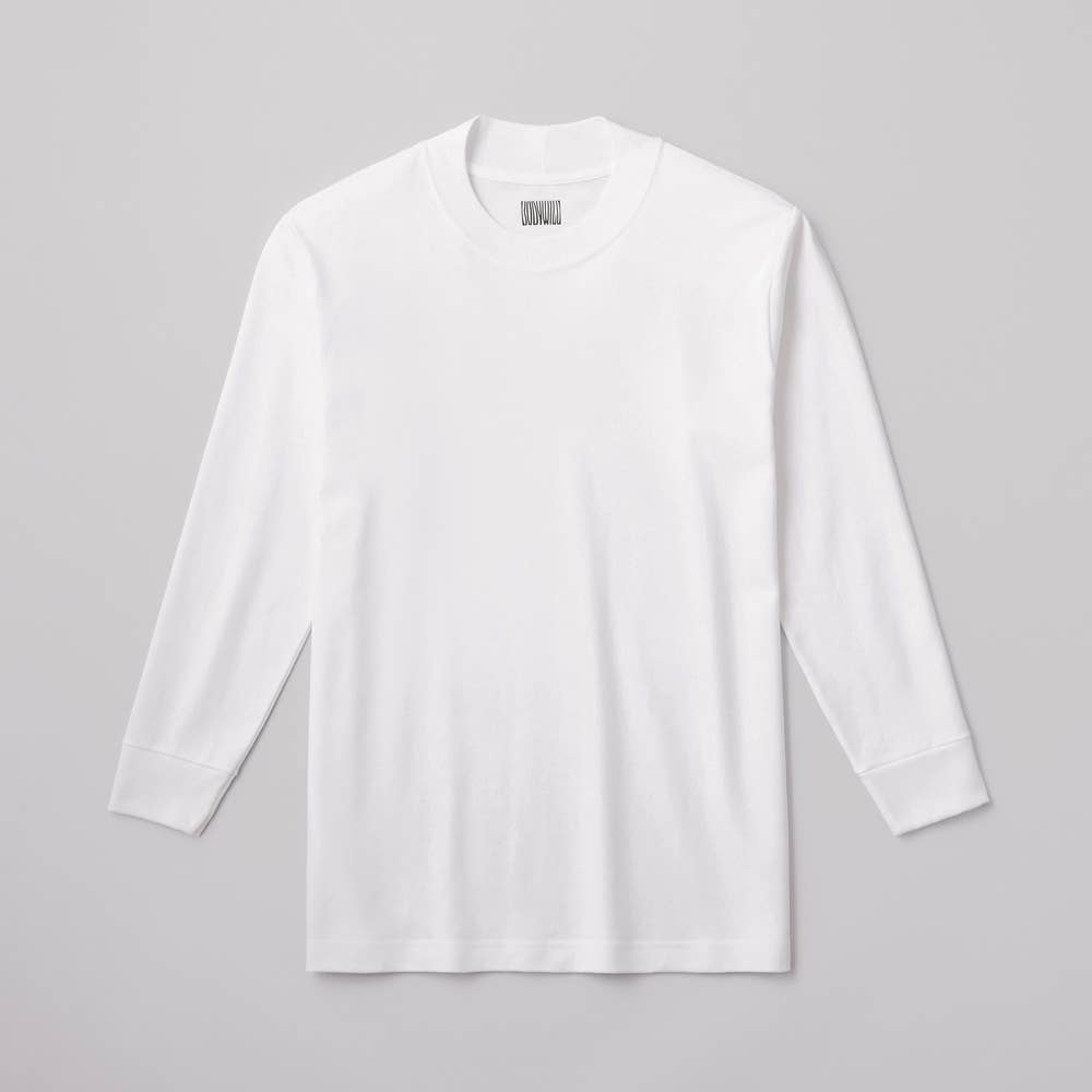 【ジャケット対応】スムースコットンクルーネック長袖シャツ BW5915Z ホワイト