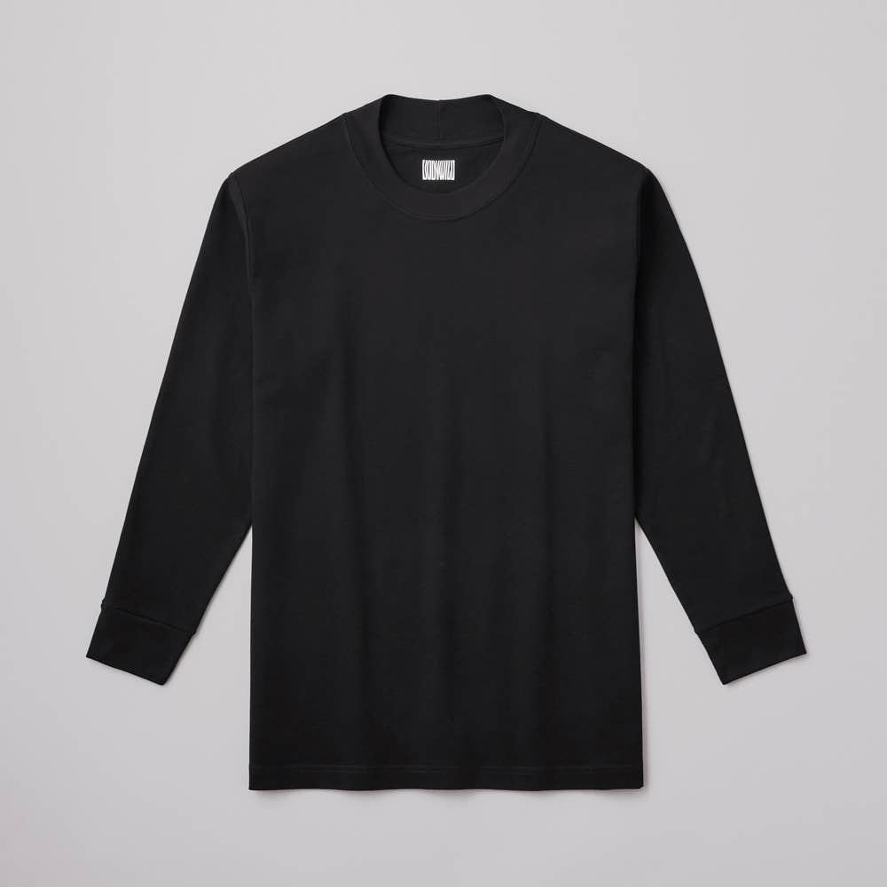 【ジャケット対応】スムースコットンクルーネック長袖シャツ BW5915Z ブラック