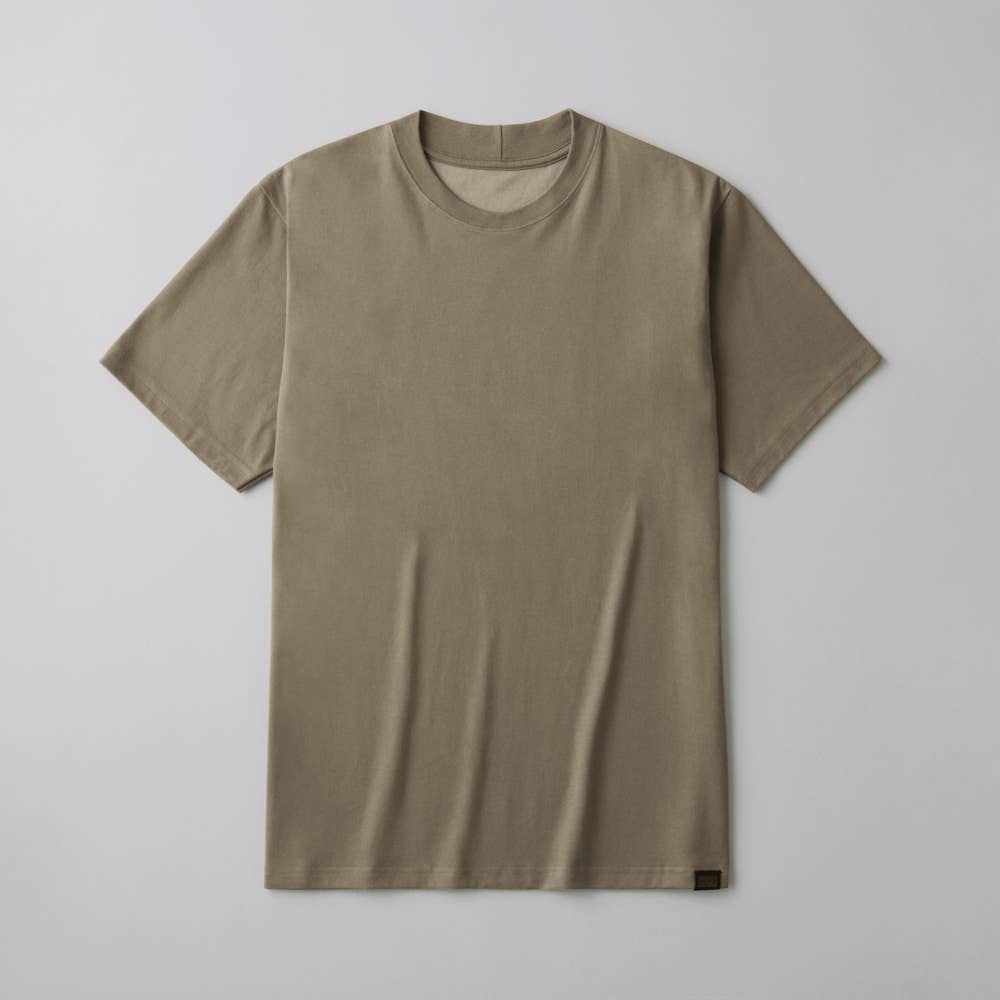 45R 半袖 クルーネック Tシャツ カットソー 3 ボタニカル柄 ベージュ♪ ドレスクルーネックカットソー(ショートスリーブ)（Tシャツ）｜D