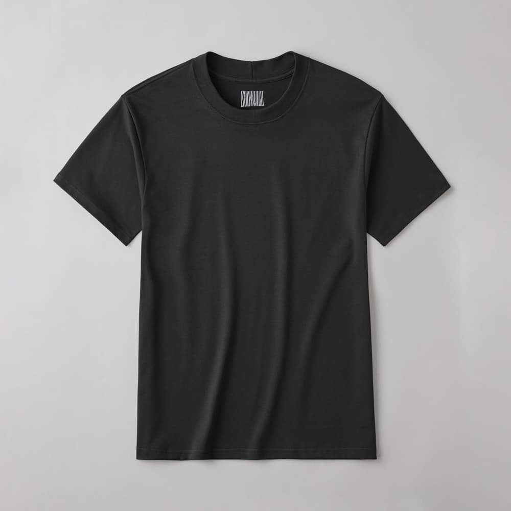 ウォッシャブルシルク クルーネックTシャツ ブラック