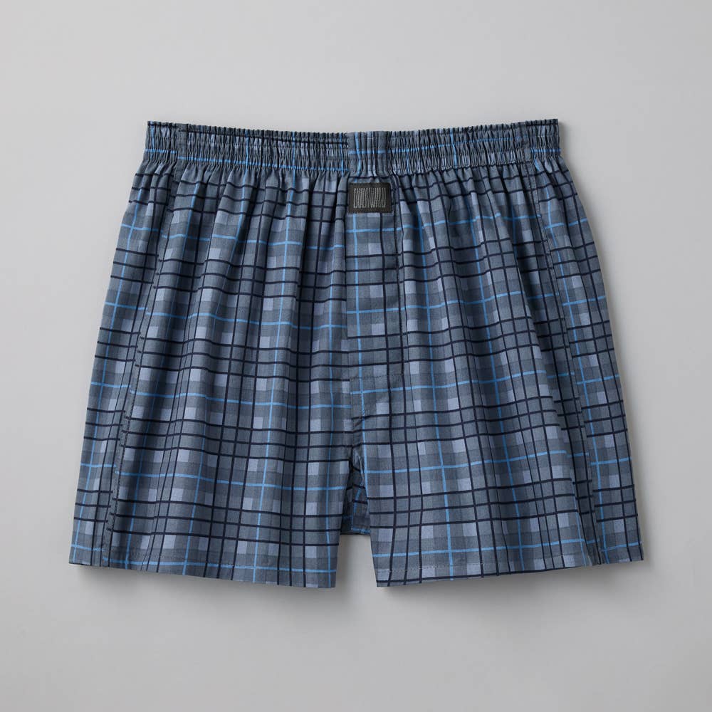 【直営店限定】トランクス（前あき） BW909EC チェック　グレイッシュブルー