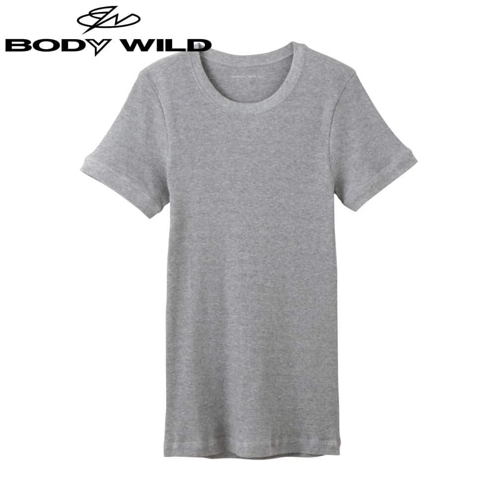 ＜GUNZE グンゼ＞ BODY WILD(ボディワイルド) クルーネックTシャツ(丸首)(メンズ) グレーモク M