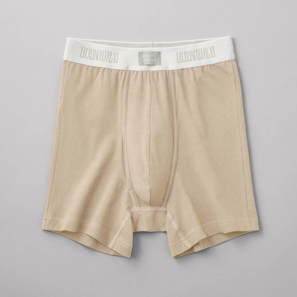 【オーガニックコットン混】ボクサーパンツ（前あき）（股上深め）【SALE】 BWL350B クリアベージュ