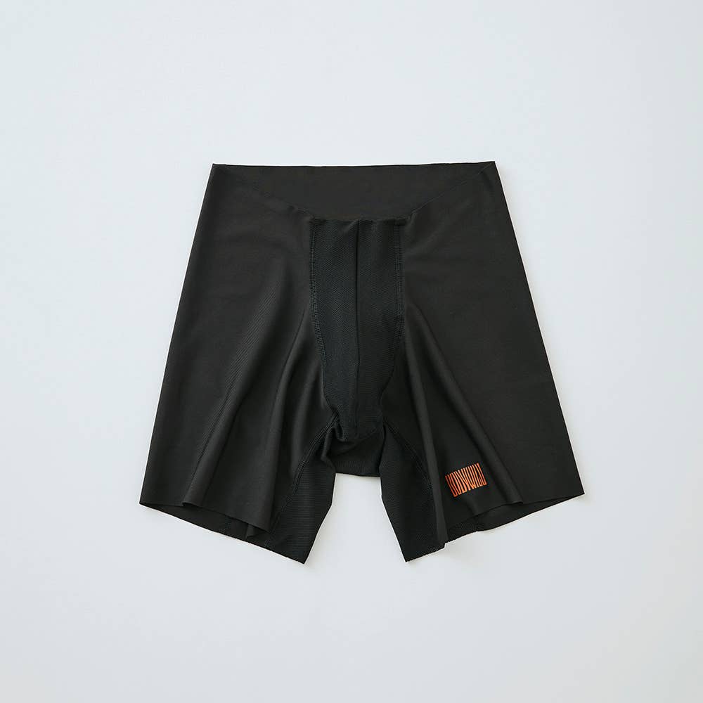 【腰ゴムなし】ロングボクサーパンツ（前とじ） BWY084B ブラック