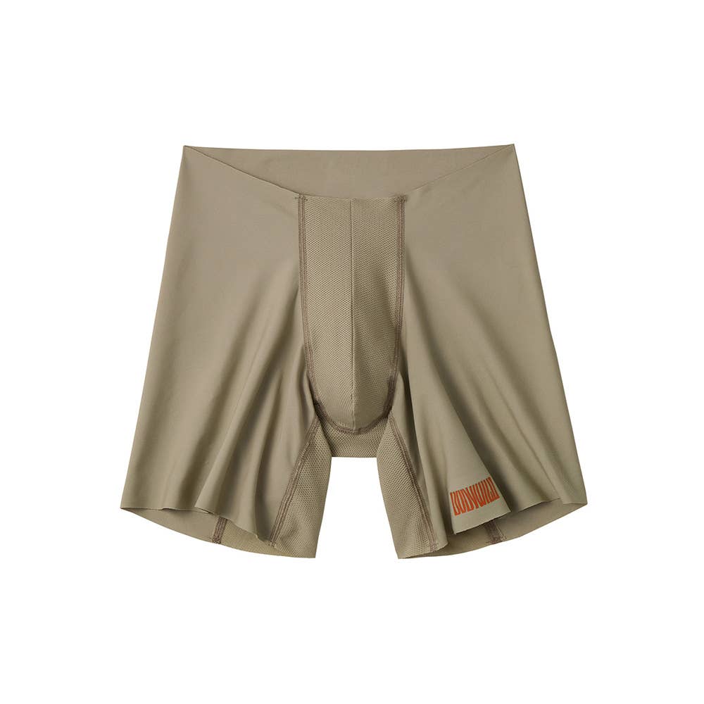 【腰ゴムなし】ロングボクサーパンツ（前とじ） BWY085B ベージュ