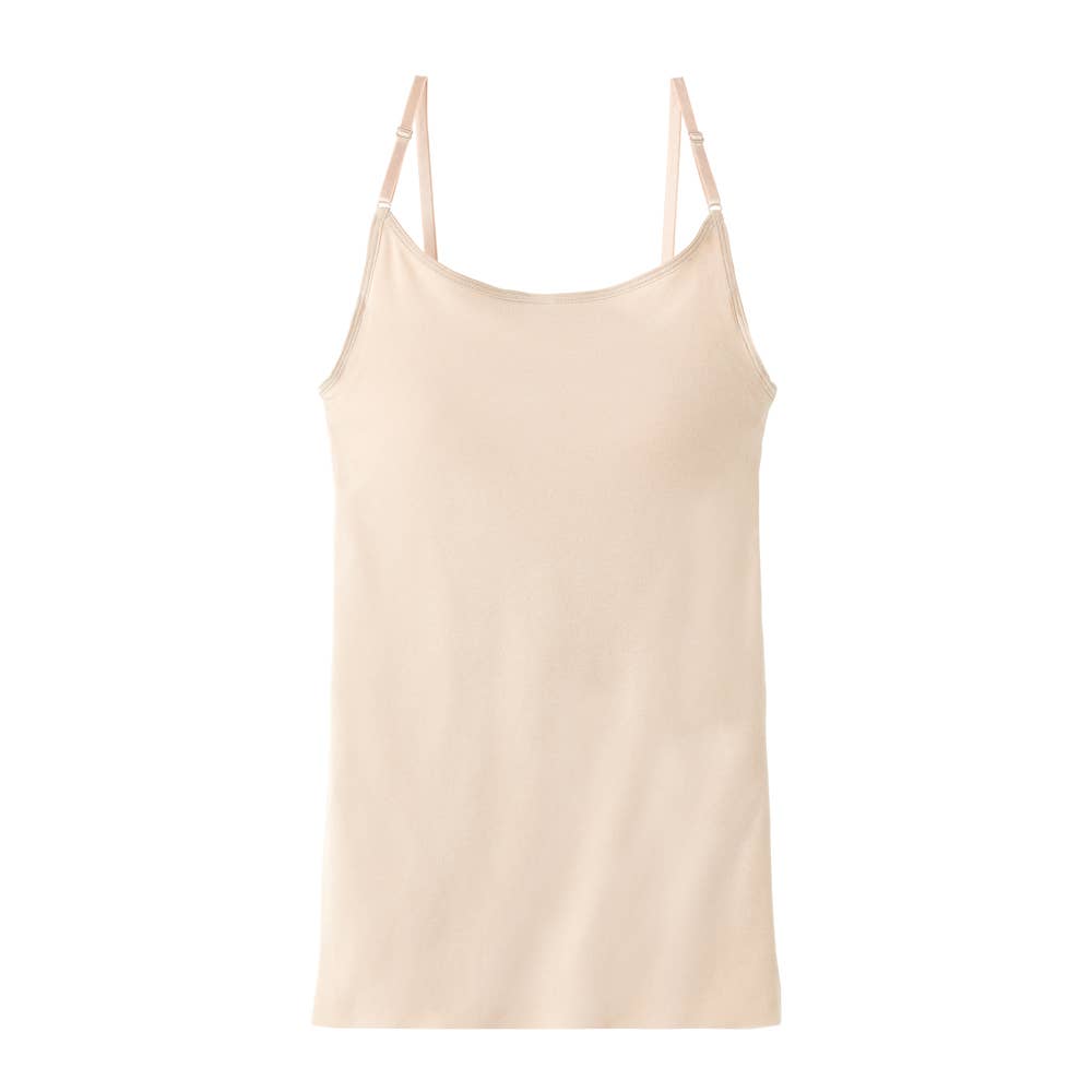 【ひびきにくい綿85％】カップ付キャミソール CB4456R ブリリアントブラウン