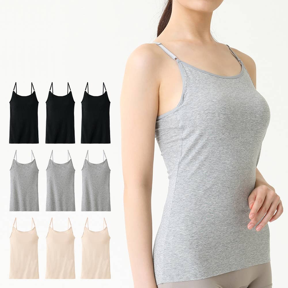 ネット限定お得セット ブラキャミソール3枚セット レディース M グレーモク レディース