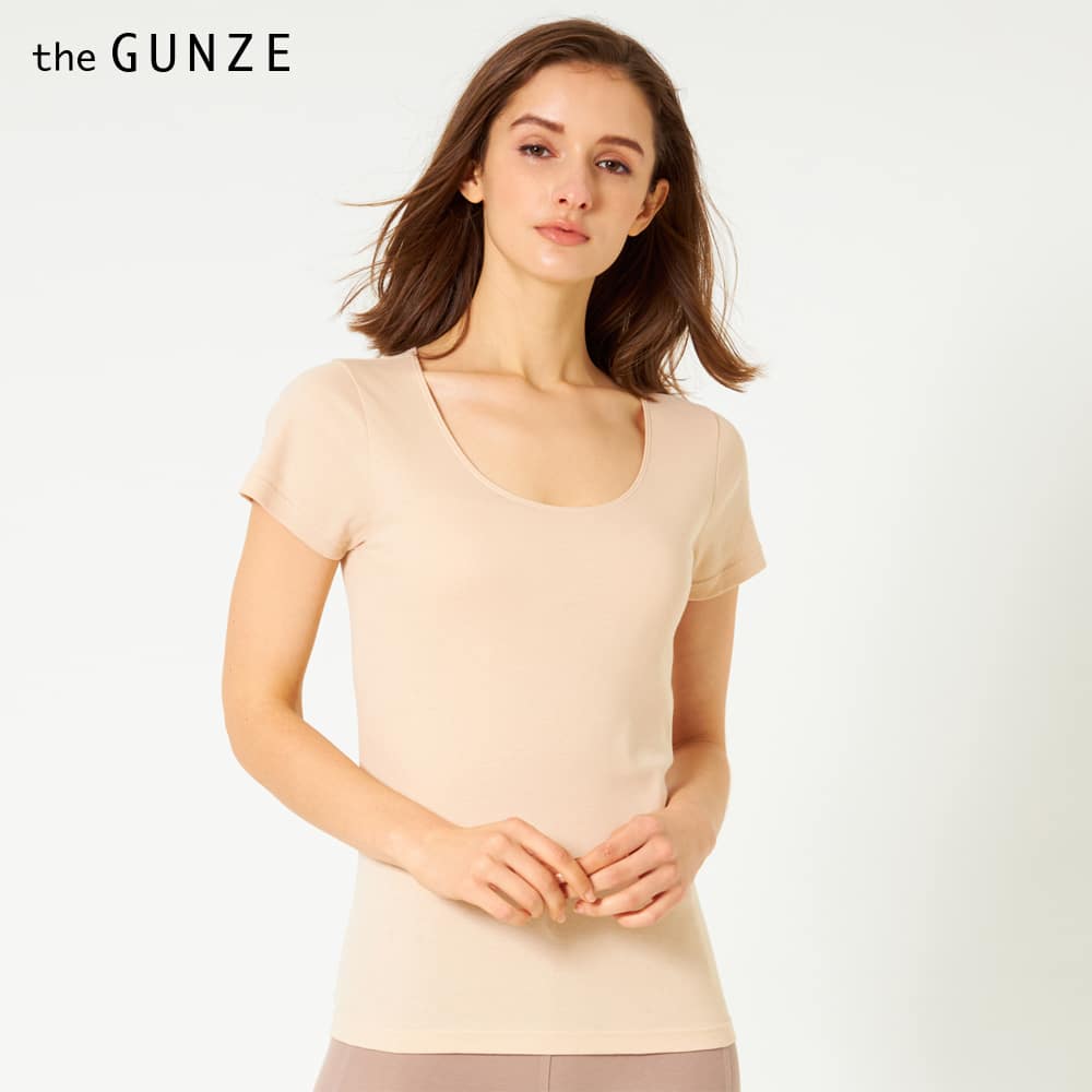 ＜GUNZE グンゼ＞ the GUNZE(ザグンゼ) 【ORGANIC】2分袖インナー（レディース）【まとめ買い対象】 ブラック M画像