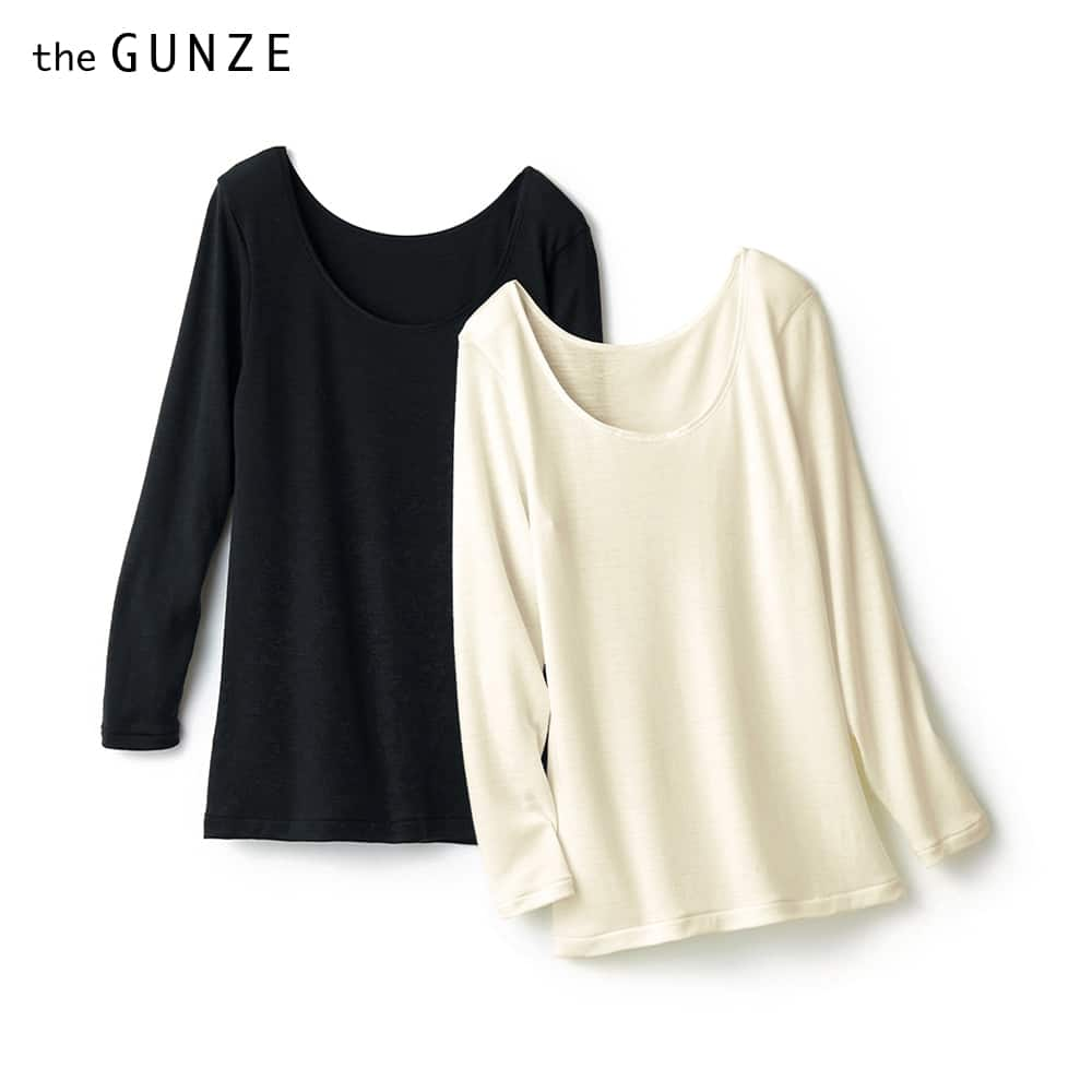 ＜GUNZE グンゼ＞ 30%OFF！the GUNZE(ザグンゼ) 【WOOL】8分袖インナー（レディース）【SALE】 ブラック LL