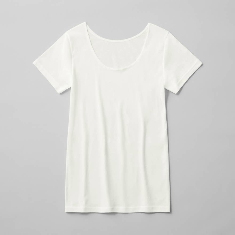 【さらっと綿100%】汗取り付き2分袖インナー【SALE】 CK3751 オフホワイト