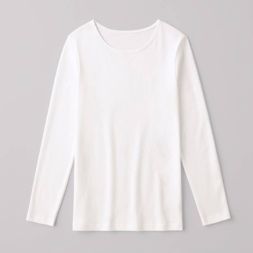 【冬の綿100%】10分袖インナー【SALE】 CK4544 ホワイト