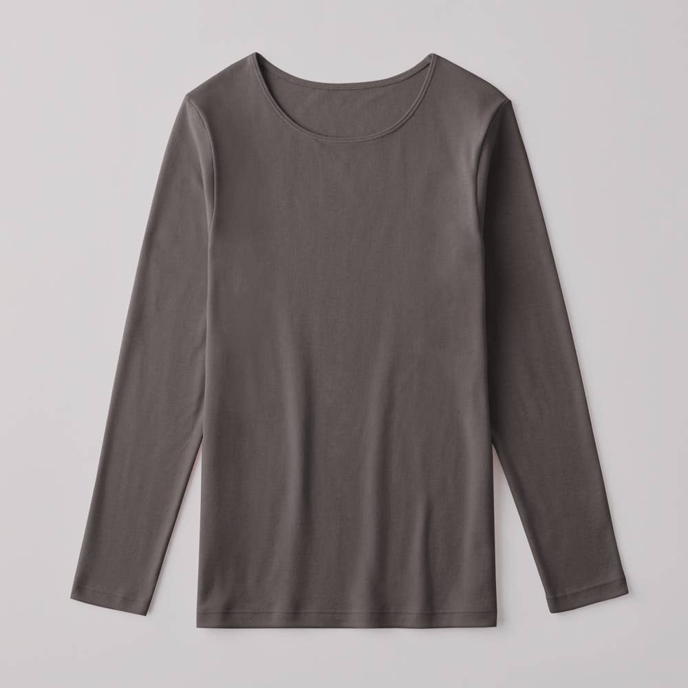 【冬の綿100%】10分袖インナー【SALE】 CK4544 チャコールグレー