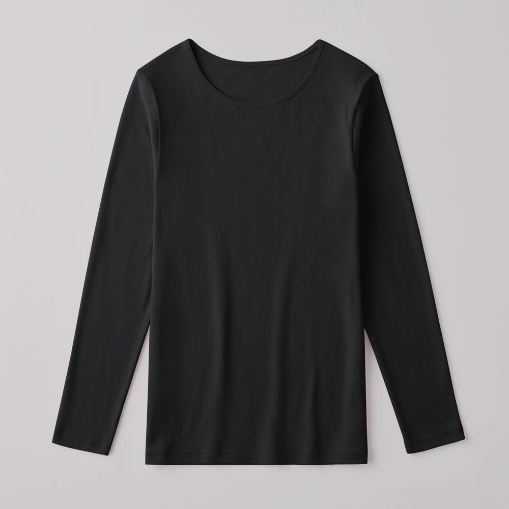 【冬の綿100%】10分袖インナー【SALE】 CK4544 ブラック