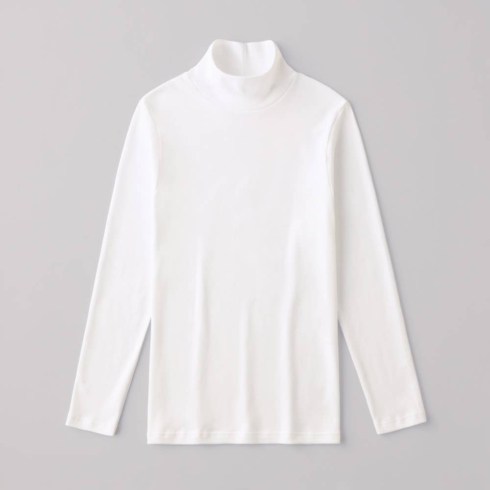 【冬の綿100%】ハイネック10分袖インナー【SALE】 CK4545 ホワイト