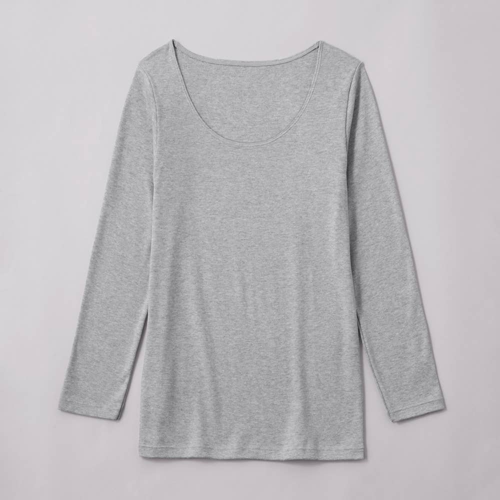 【冬の綿100%】8分袖インナー CK4546 グレーモク