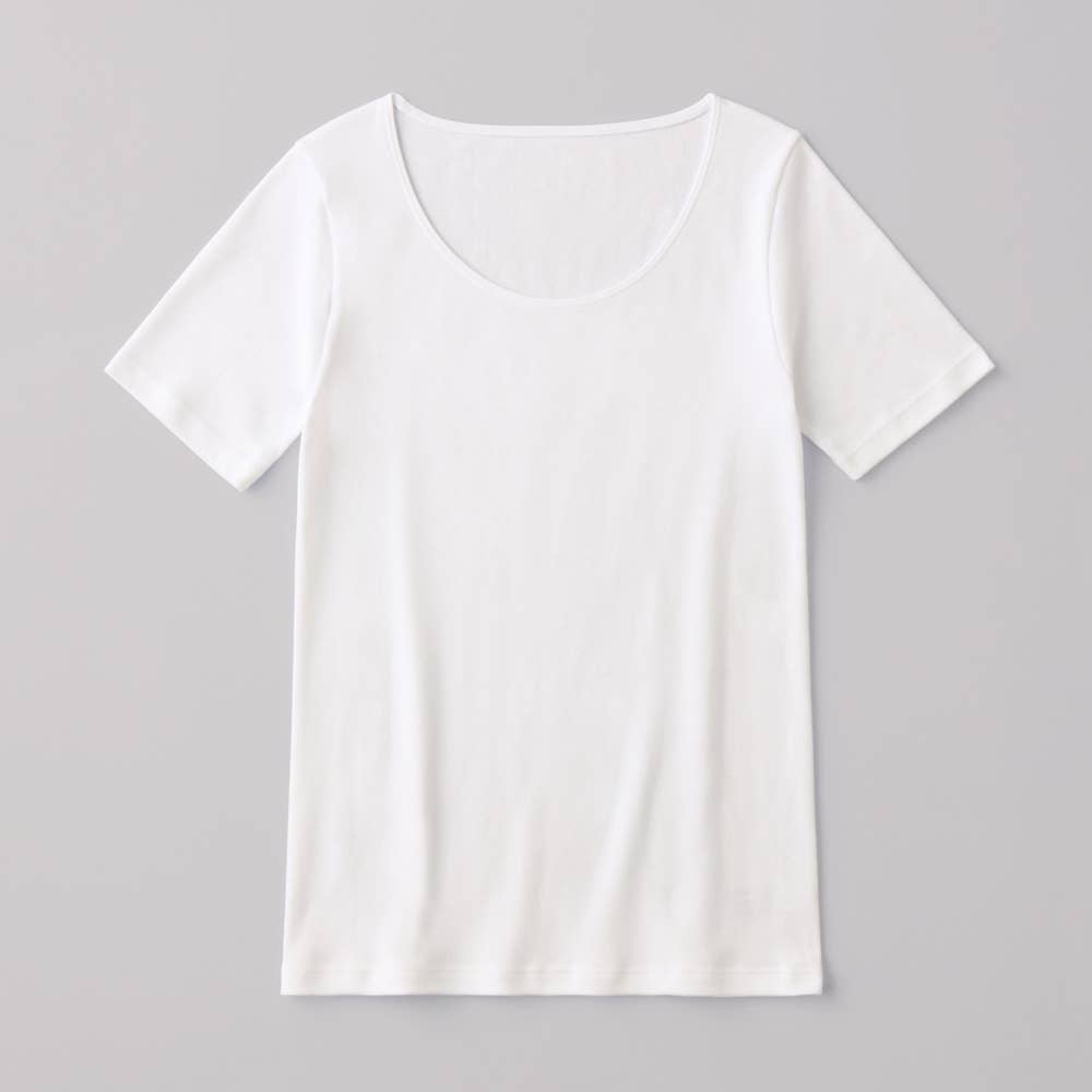【冬の綿100%】半袖インナー【SALE】 CK4550 ホワイト