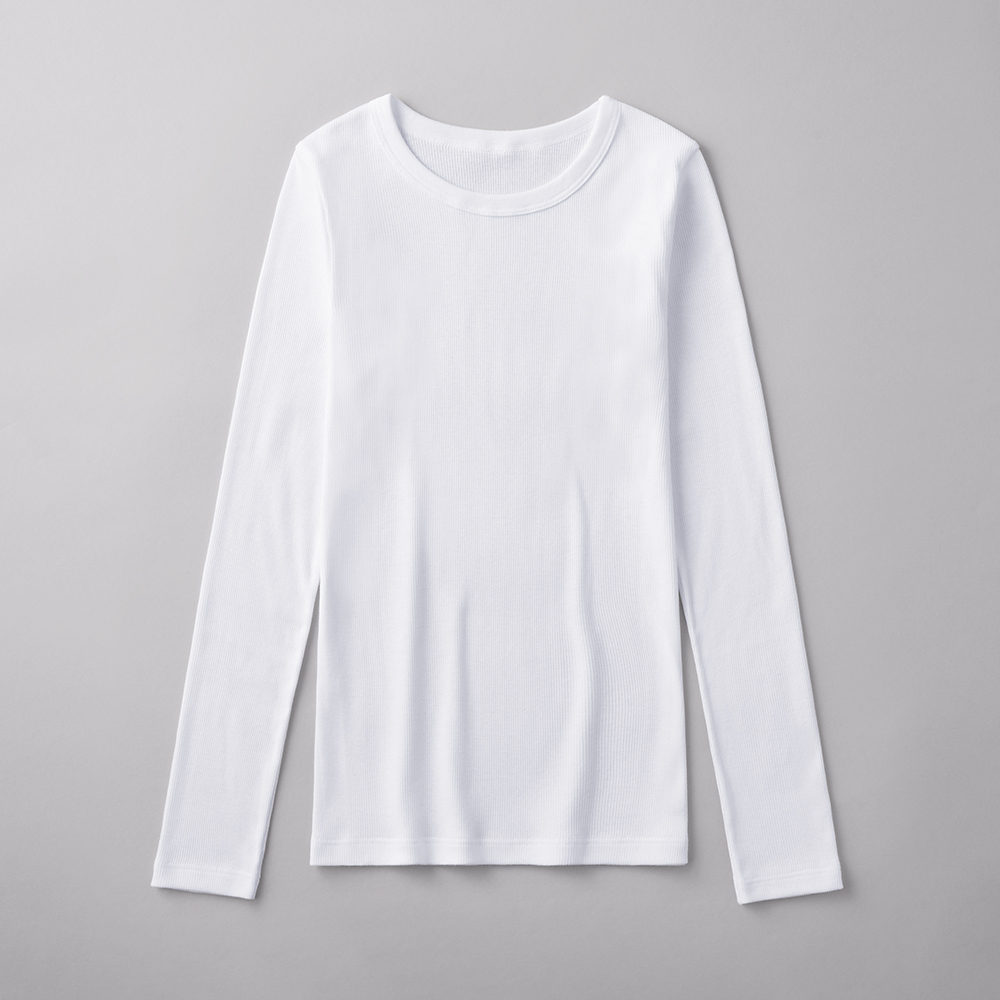 【綿100%リブ】長袖 CK5046 ホワイト