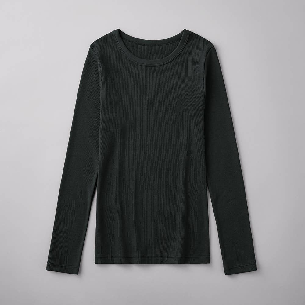 【綿100%リブ】長袖 CK5046 ブラック