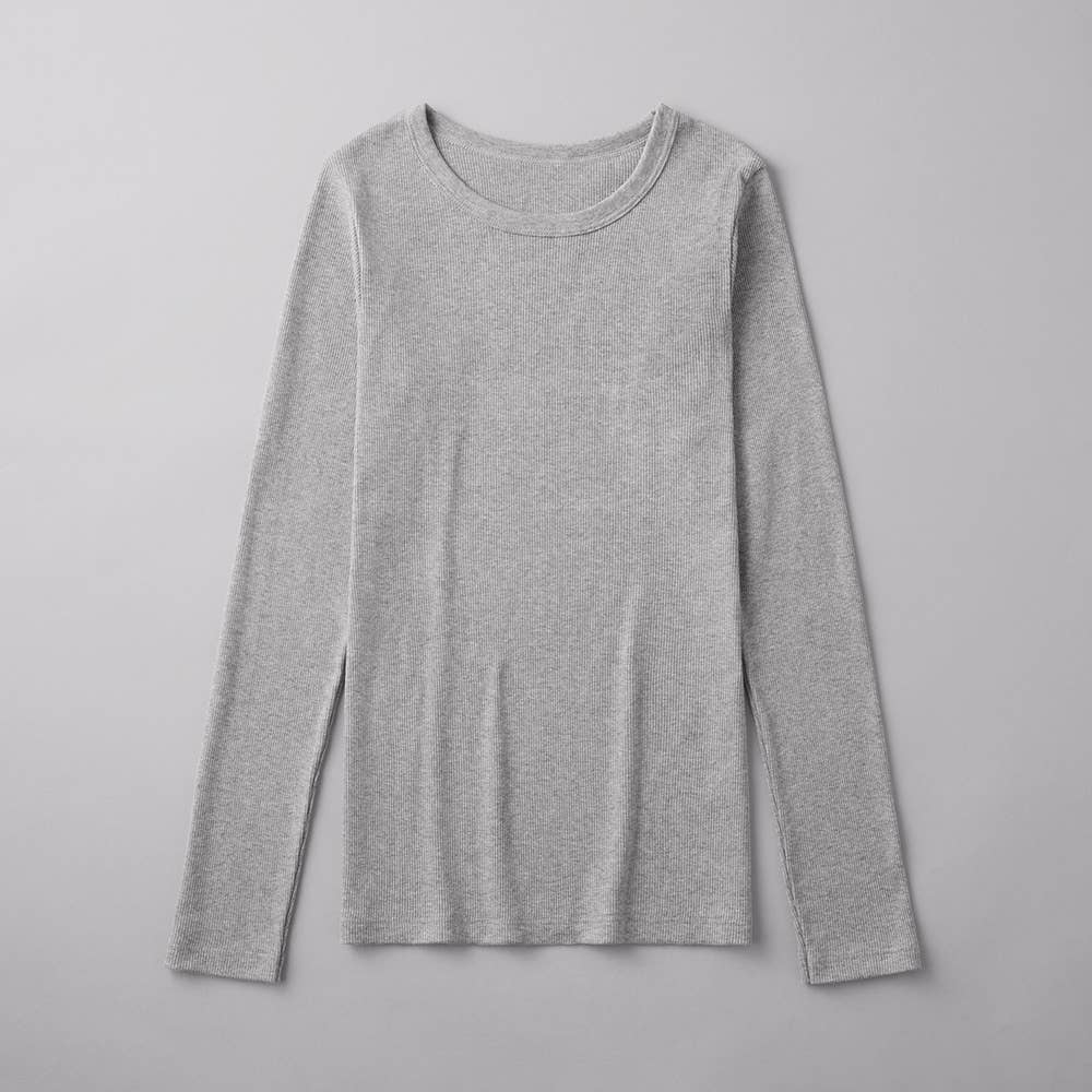 【綿100%リブ】長袖 CK5046 グレーモク