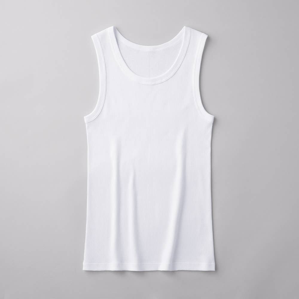 【綿100%リブ】タンクトップ CK5054 ホワイト