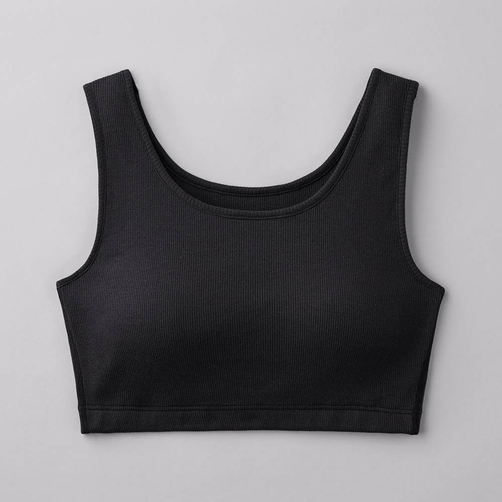 【綿100%リブ】ノンワイヤーブラジャー CK5055 ブラック