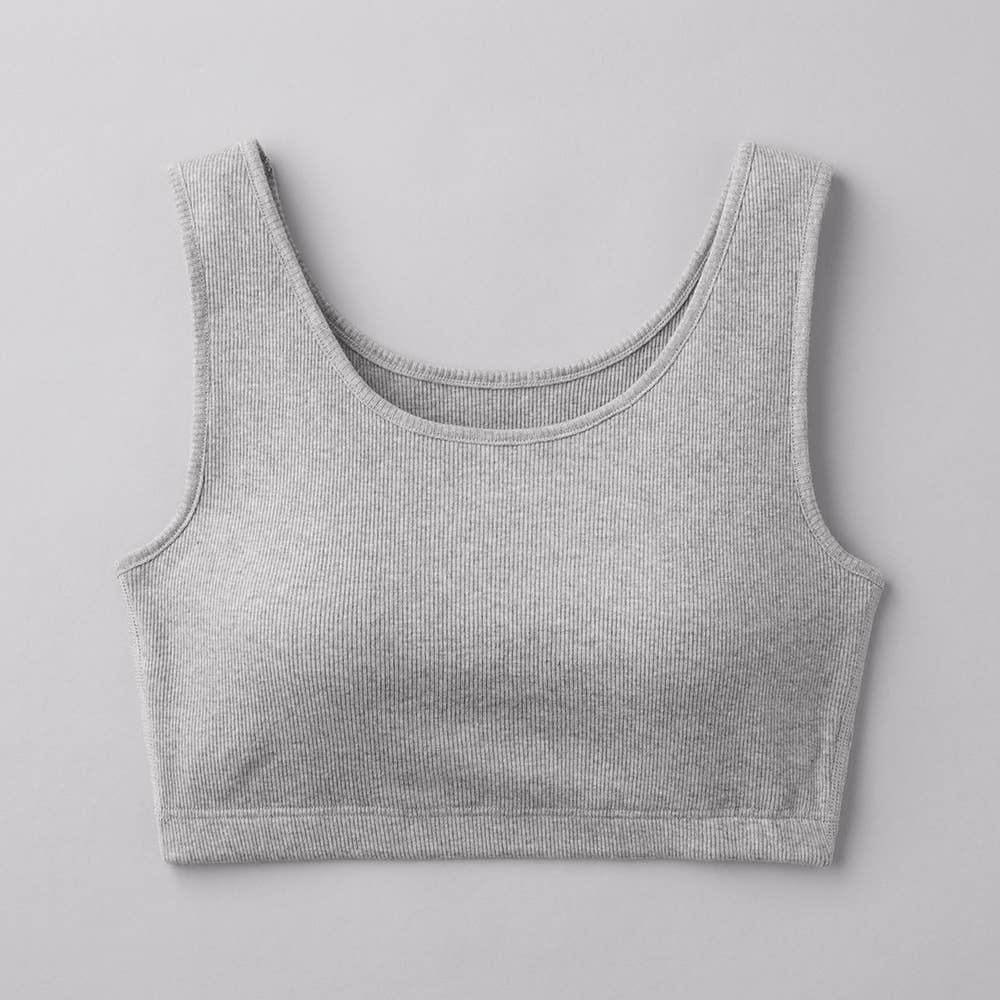 【綿100%リブ】ノンワイヤーブラジャー CK5055 グレーモク