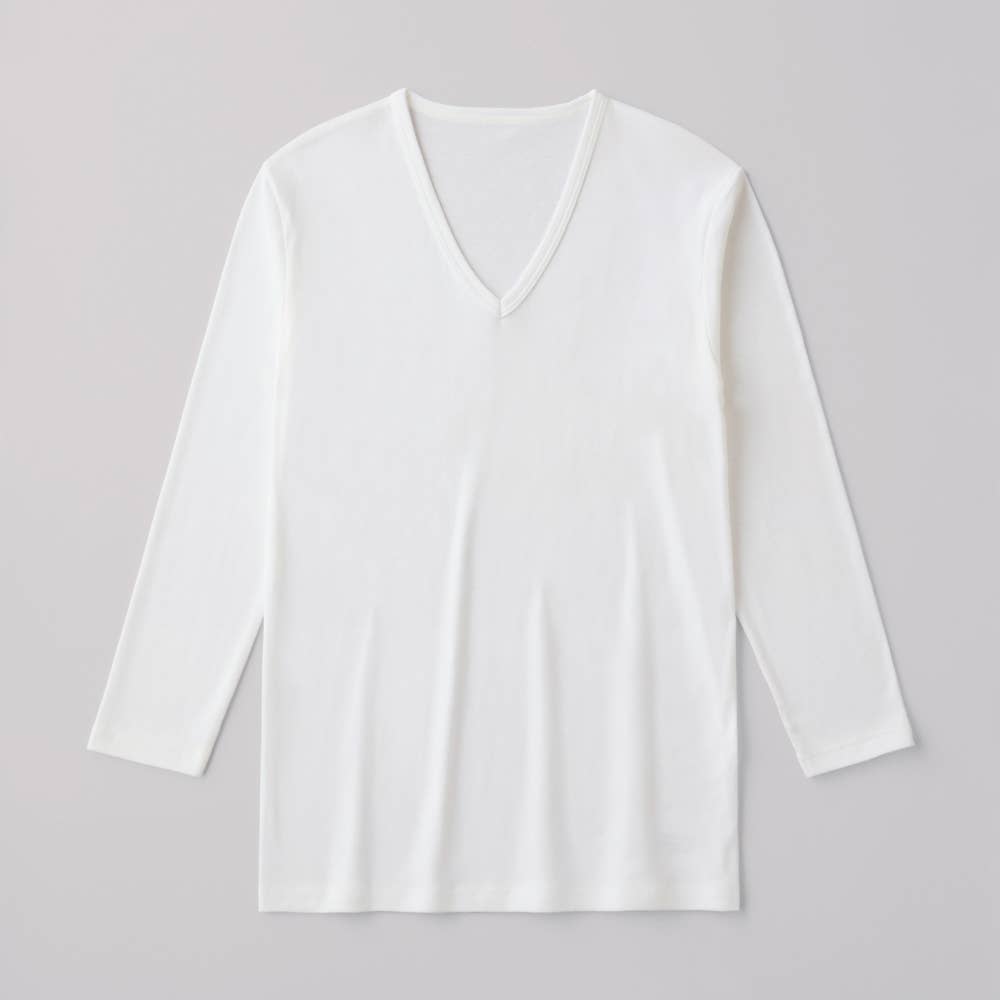 【発熱綿】Ｖネックロングスリーブシャツ CK7209 ホワイト