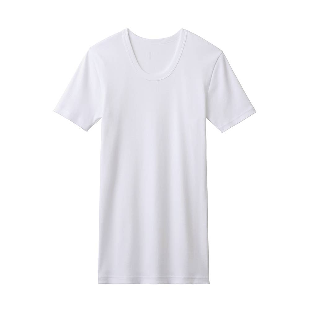 【綿100%/リブ】クルーネックTシャツ(丸首) CK7413 ホワイト