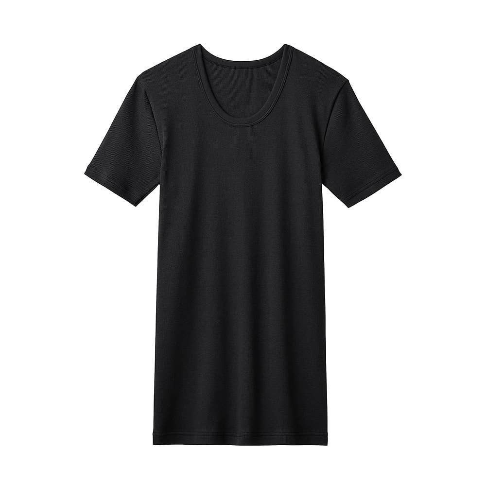 【綿100%/リブ】クルーネックTシャツ(丸首) CK7413 ブラック