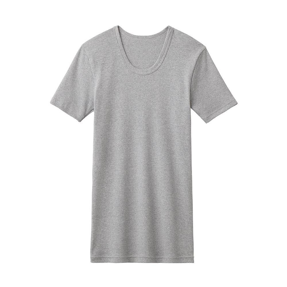 【綿100%/リブ】クルーネックTシャツ(丸首) CK7413 グレーモク