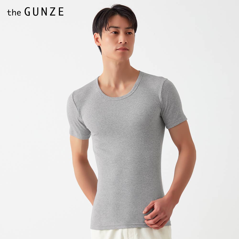 【綿100%/リブ】クルーネックTシャツ(丸首)