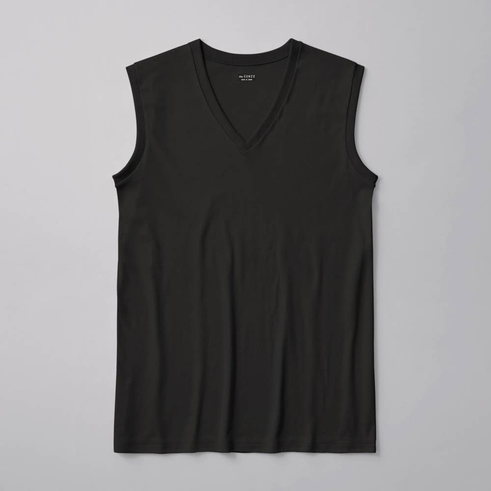 【綿100%】Vネックスリーブレス CK8318 スミクロ