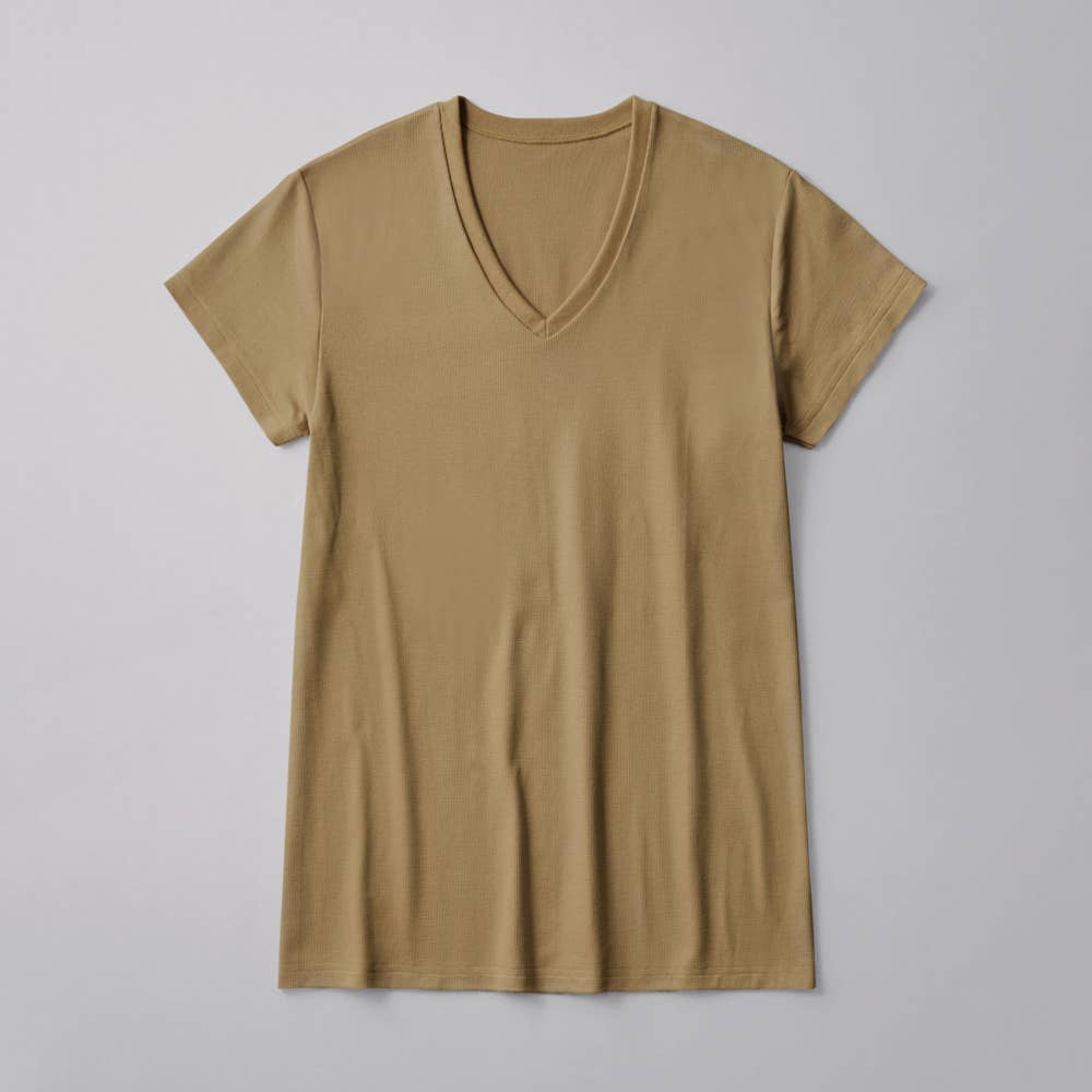 【さらっと綿100%メッシュ】汗取りパッド付きVネックTシャツ【SALE】 CK8712 ロイヤルベージュ