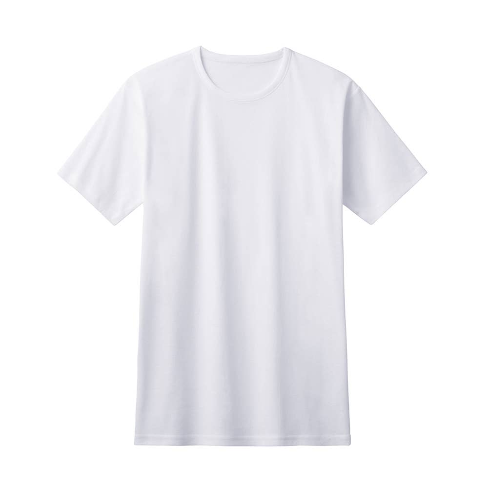 【冷感綿100%】クルーネックTシャツ(丸首) CK8813 ホワイト