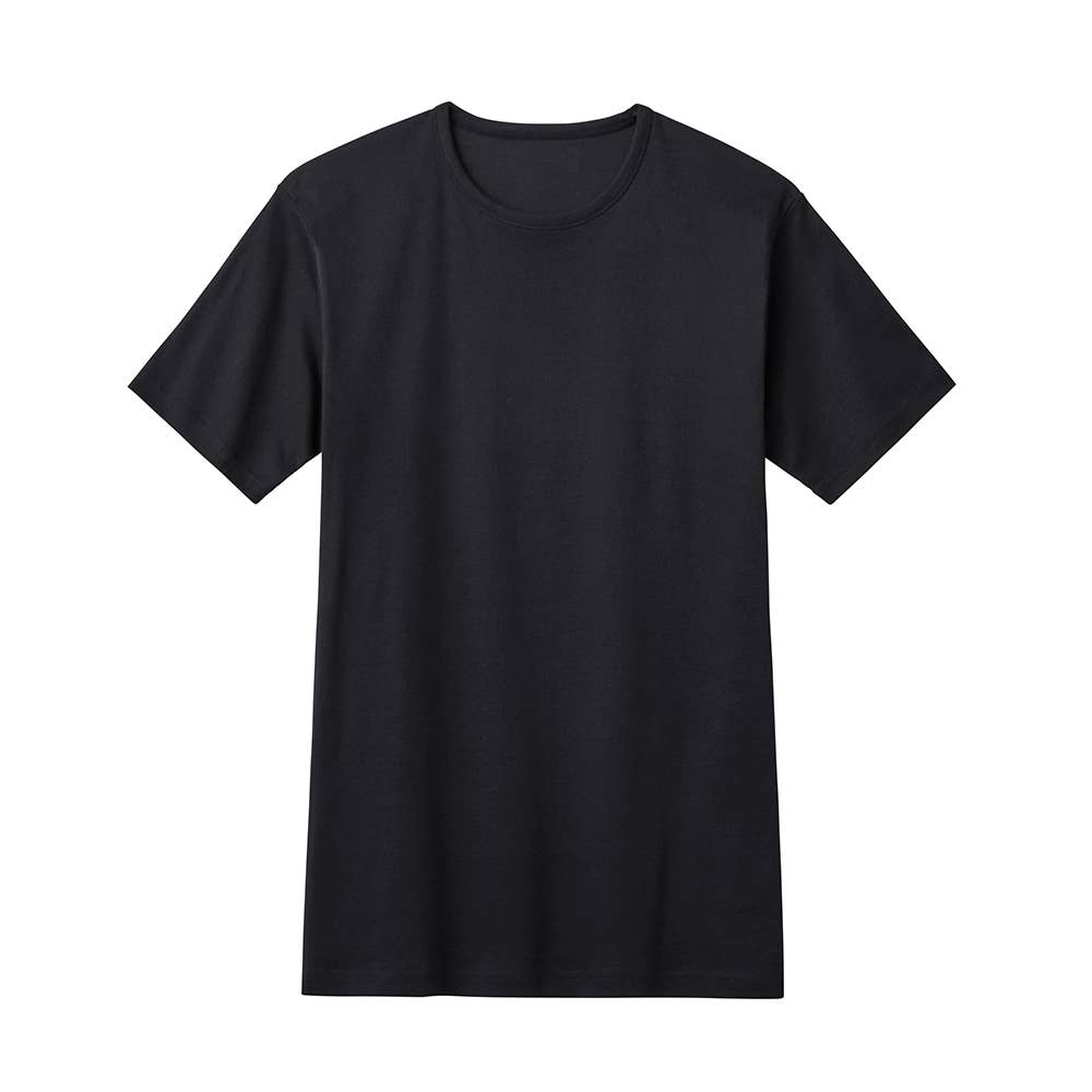 【冷感綿100%】クルーネックTシャツ(丸首) CK8813 ブラック