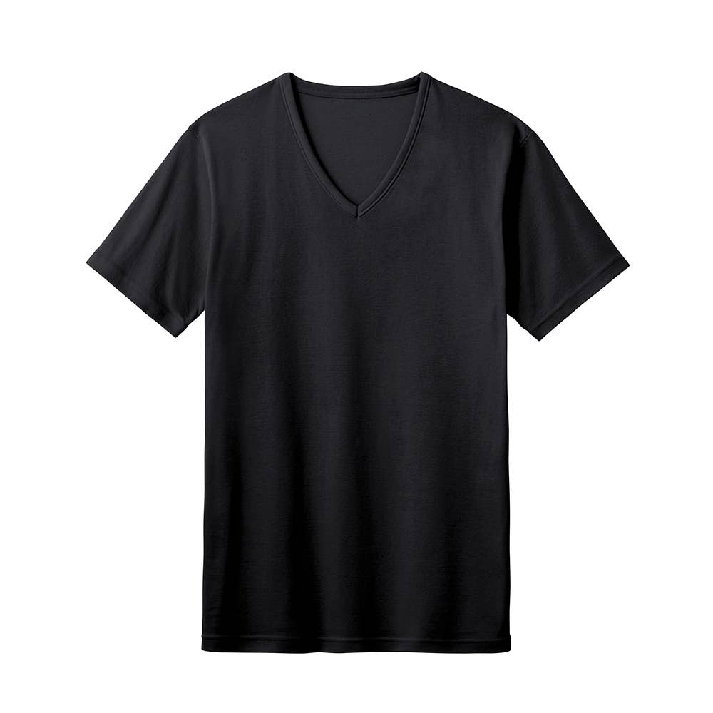 【冷感綿100%】VネックTシャツ CK8815 ブラック