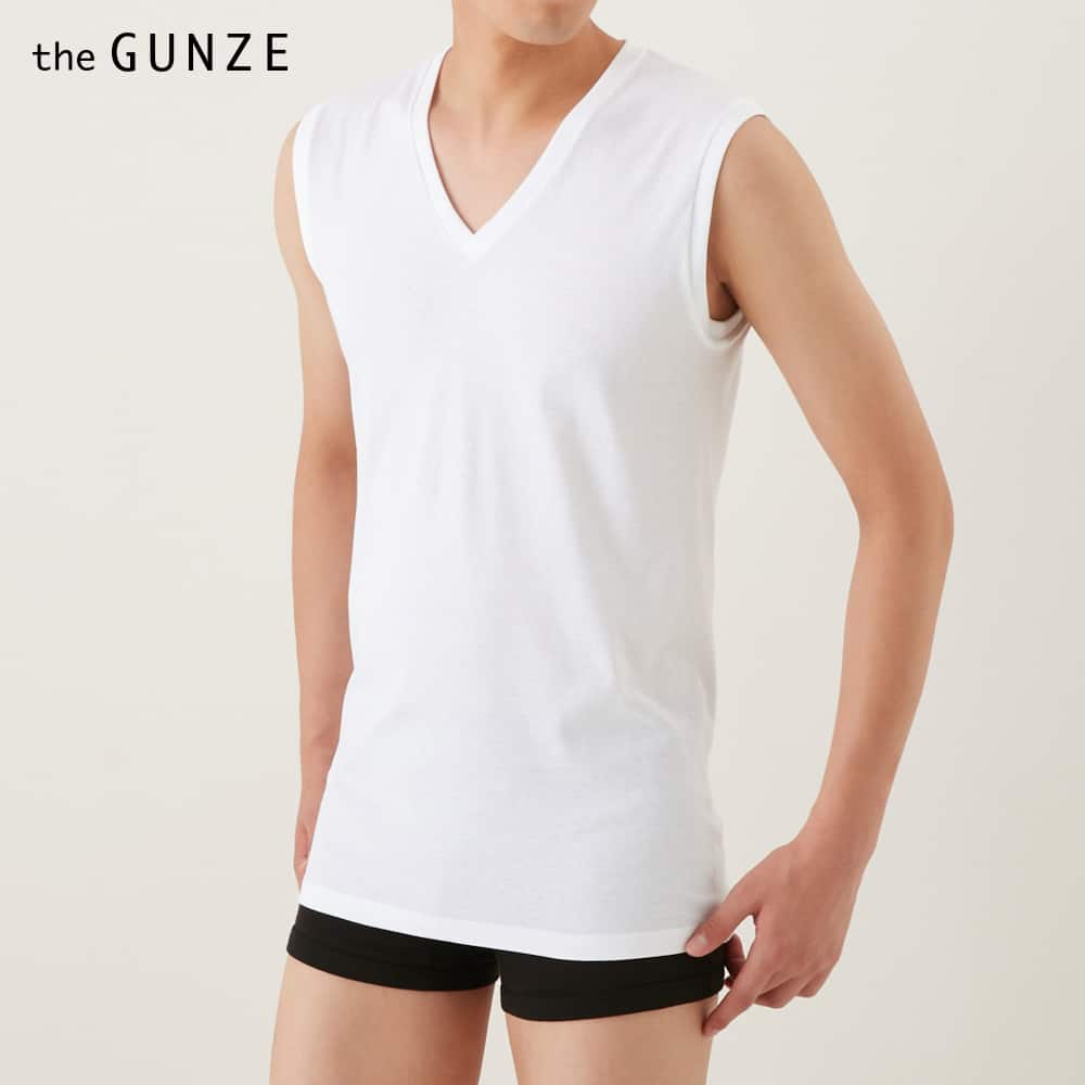 ＜GUNZE グンゼ＞ the GUNZE(ザグンゼ) 【STANDARD】Vネックスリーブレスシャツ(V首)(メンズ)【まとめ買い対象】 スキンベージュ L