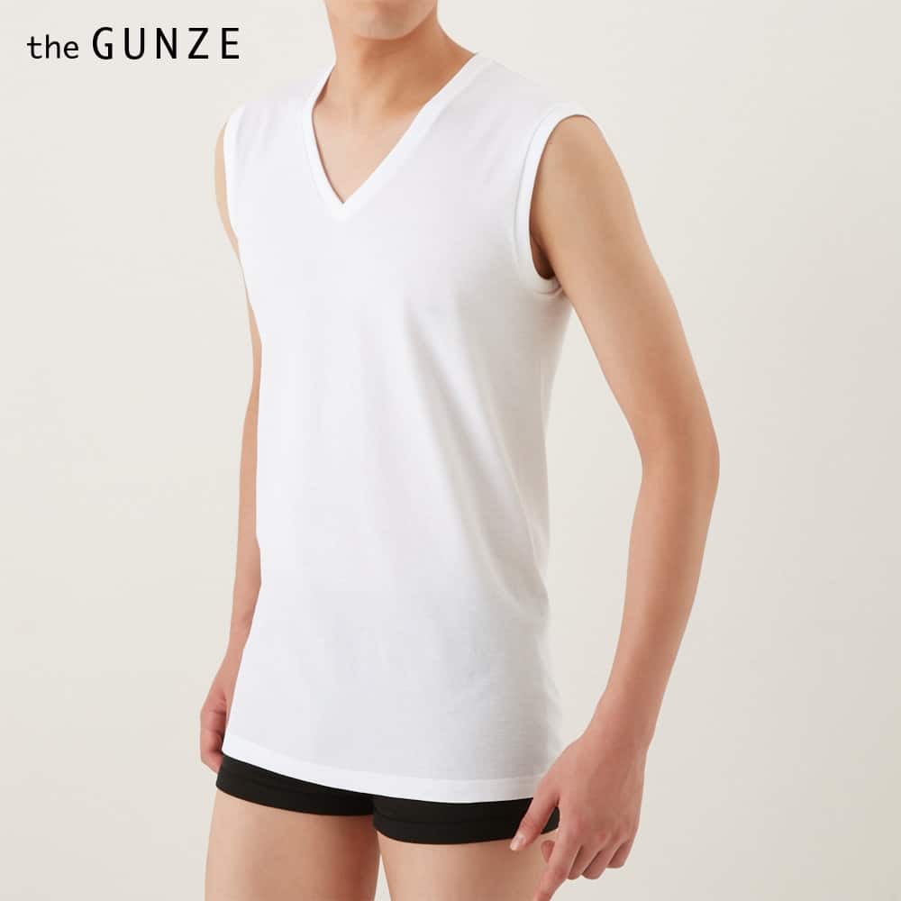 ＜GUNZE グンゼ＞ the GUNZE(ザグンゼ) 【SUMMER SEASON】Vネックスリーブレスシャツ(V首)(メンズ) ホワイト M