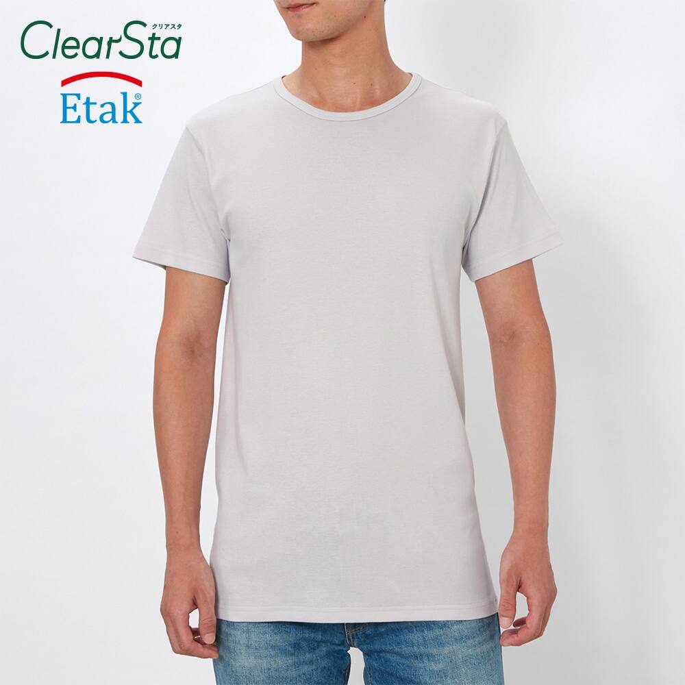 クルーネックtシャツ メンズ M クリアグレー メンズ クルーネックtシャツ メンズ M クリアグレー メンズ