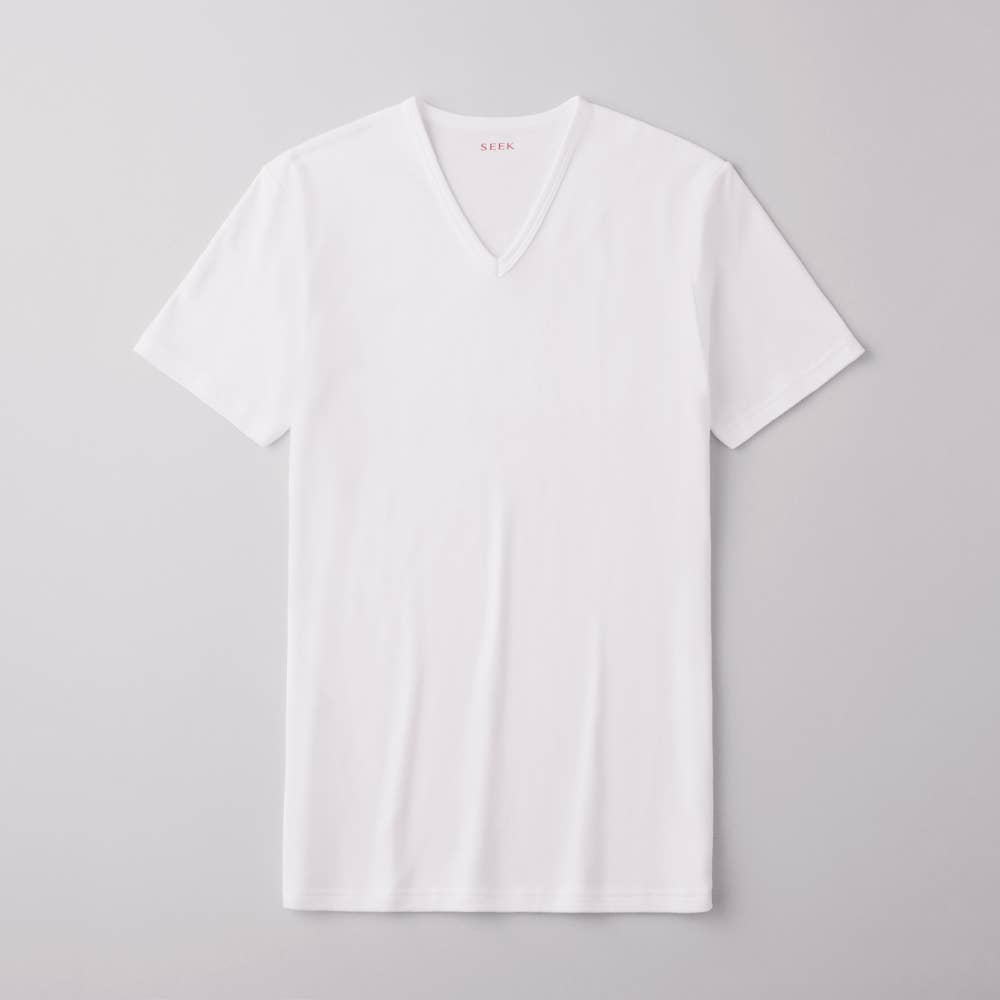 【綿100%/発熱】ＶネックＴシャツ（V首） EAC115 ホワイト