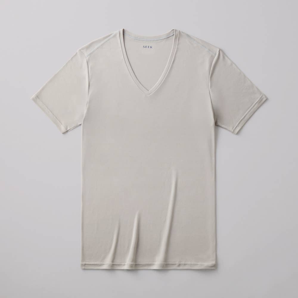 【冷感/汗取りパッド付き】VネックTシャツ（V首） EAT215 グレー