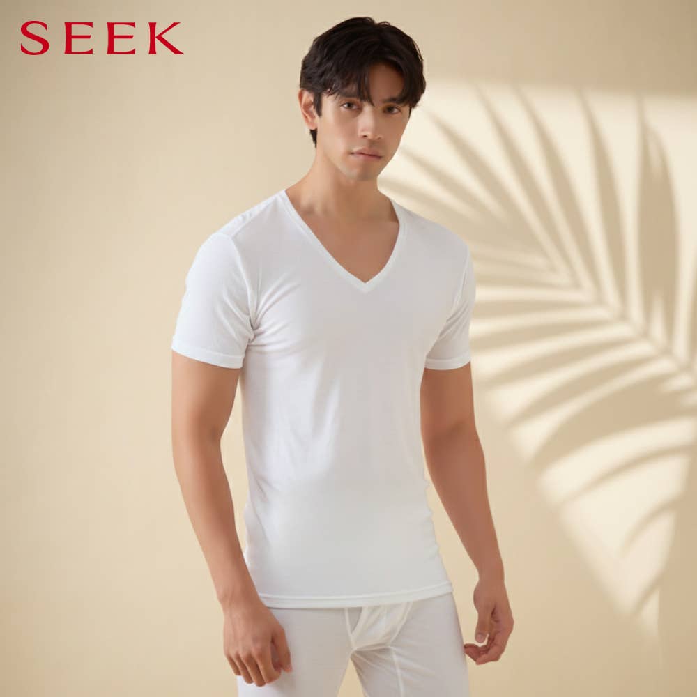 【冷感/汗取りパッド付き】VネックTシャツ（V首）