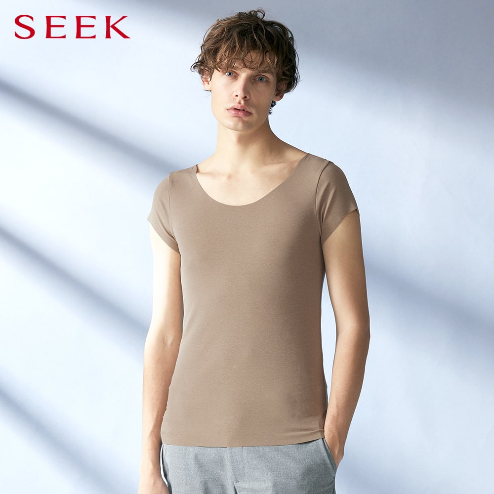 ＜GUNZE グンゼ＞ SEEK(シーク) ボートネックTシャツ(袖短め)(メンズ) グレー L