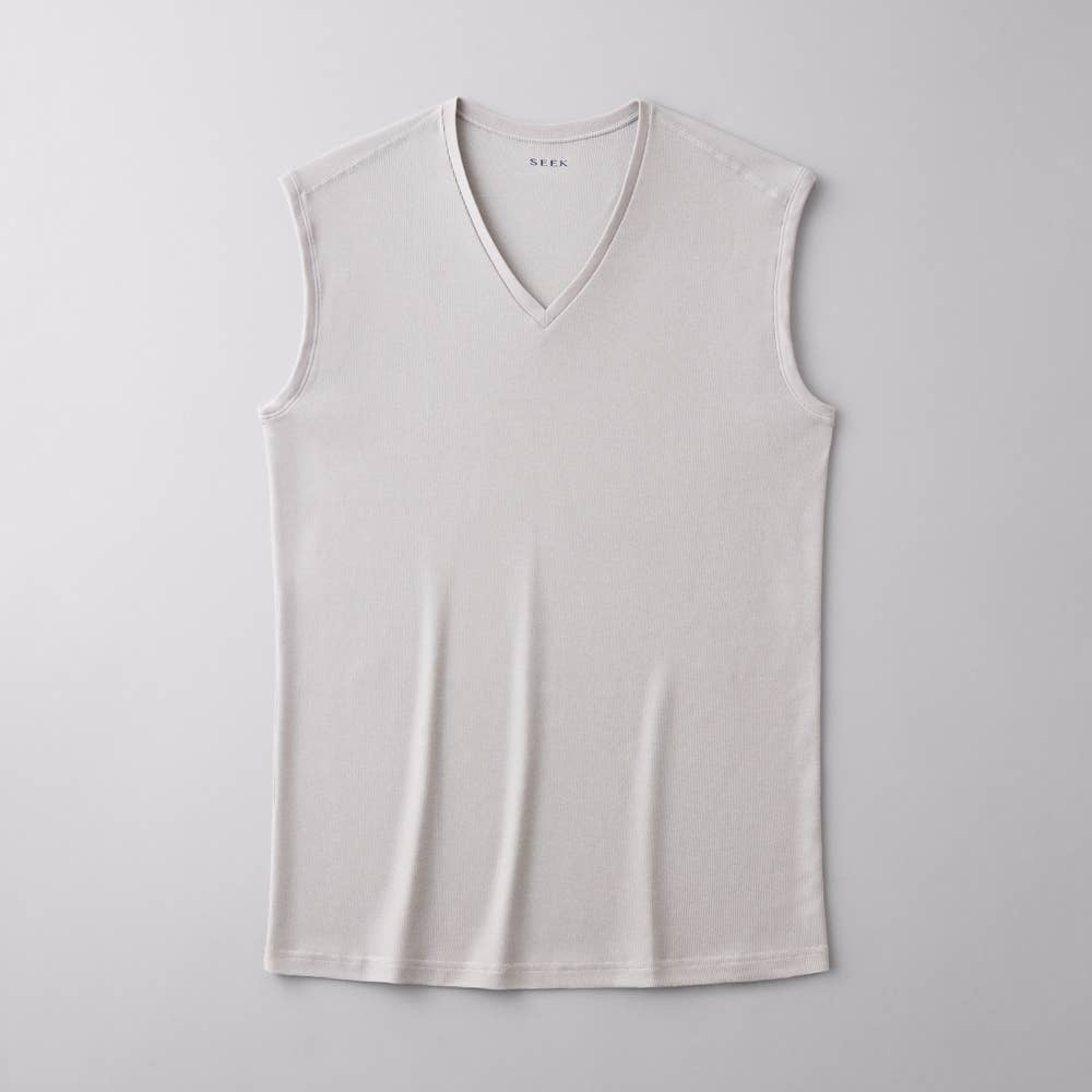 【メッシュ】Vネックスリーブレスシャツ EE5318 グレー