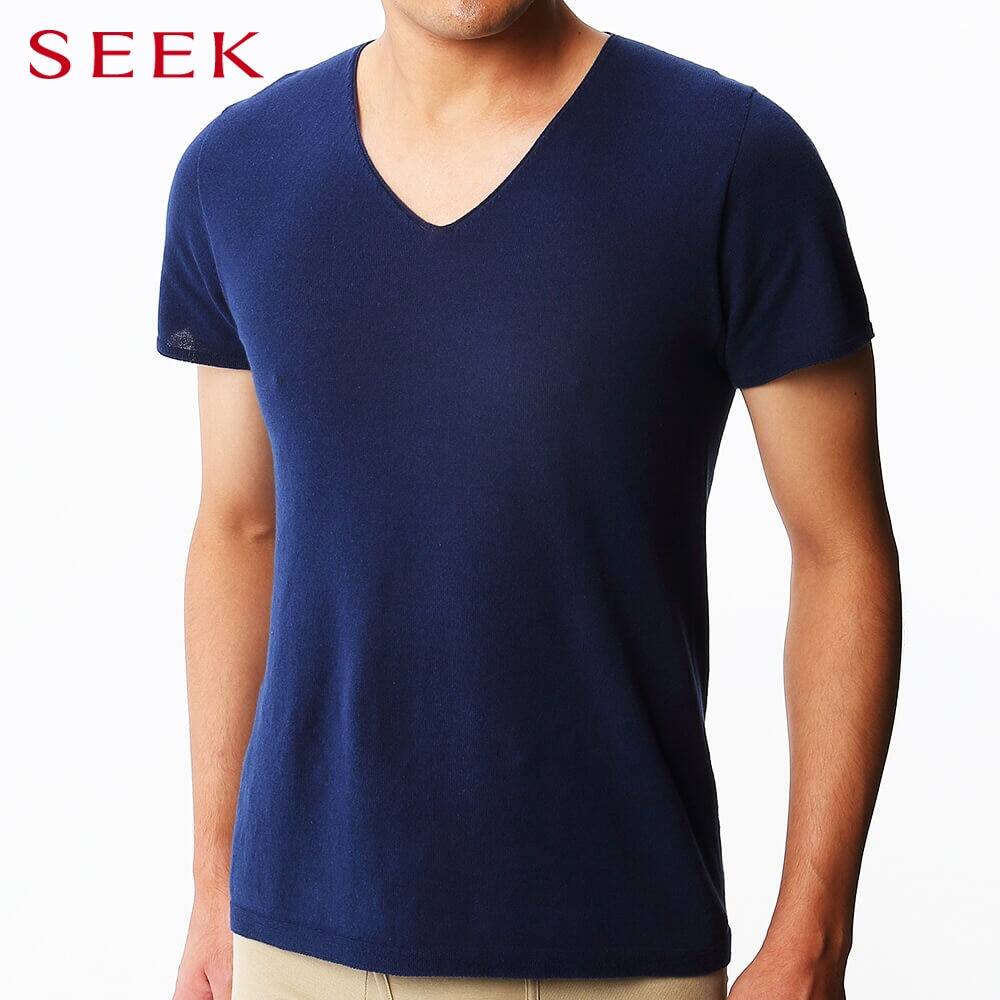 ＜GUNZE グンゼ＞ SEEK(シーク) 【ホールガーメント】VネックTシャツ(V首)(メンズ)【送料無料】 オリーブ L