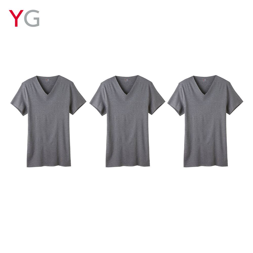 ネット限定お得セット 完全無縫製ｖネックｔシャツ 同色３枚セット メンズ M ブラックモク メンズ